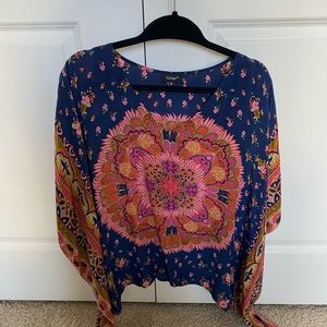 Silk poncho like blouse